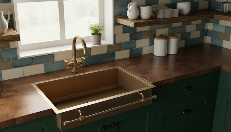 Artisan Brass Farmhouse Sink with Dual
