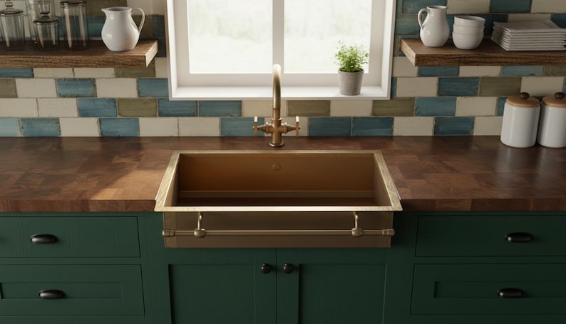 Artisan Brass Farmhouse Sink with Dual