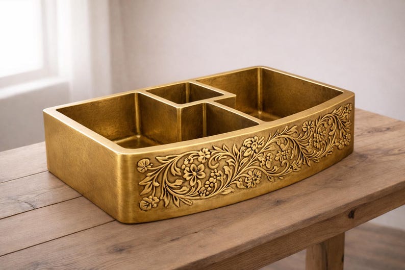 Luxury Hand-Carved Copper Farmhouse Sink