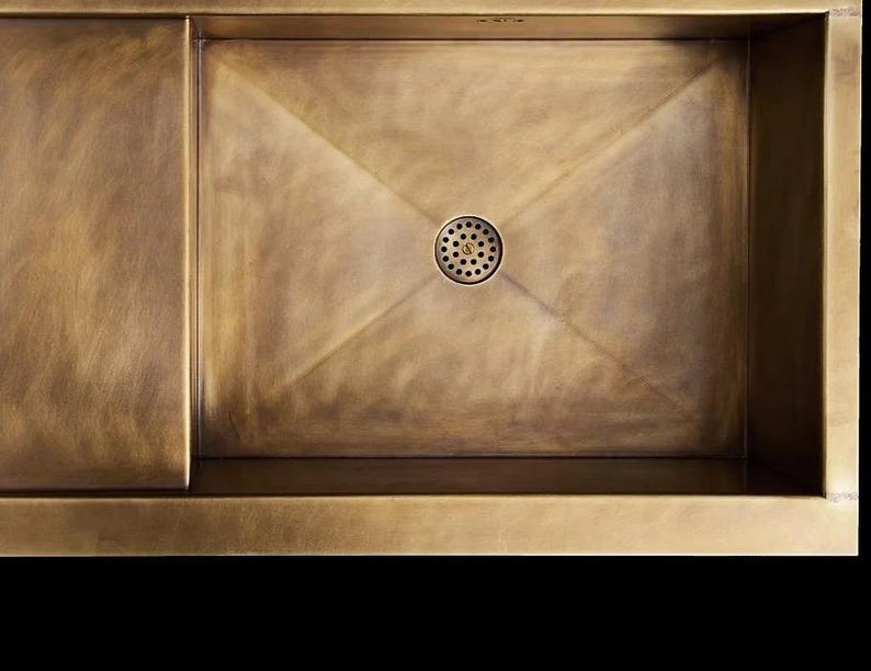 Handcrafted Brass Workstation Sink with Built-in Drainboard