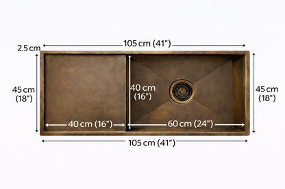 Handcrafted Brass Workstation Sink with Built-in Drainboard