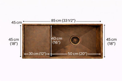 Handcrafted Brass Workstation Sink with Built-in Drainboard