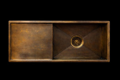 Handcrafted Brass Workstation Sink with Built-in Drainboard