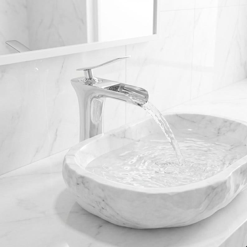 Modern Polished Gold Waterfall Vessel Faucet