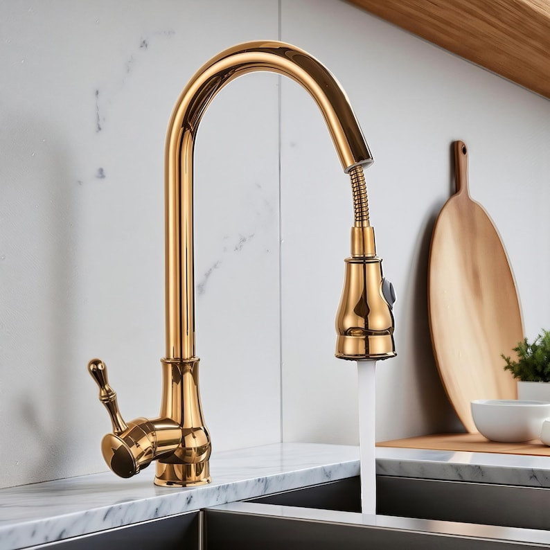 Modern Matte Black High Arc Pull-Down Kitchen Faucet