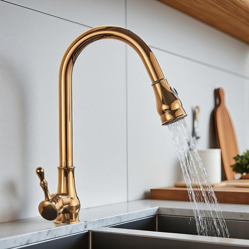 Modern Matte Black High Arc Pull-Down Kitchen Faucet