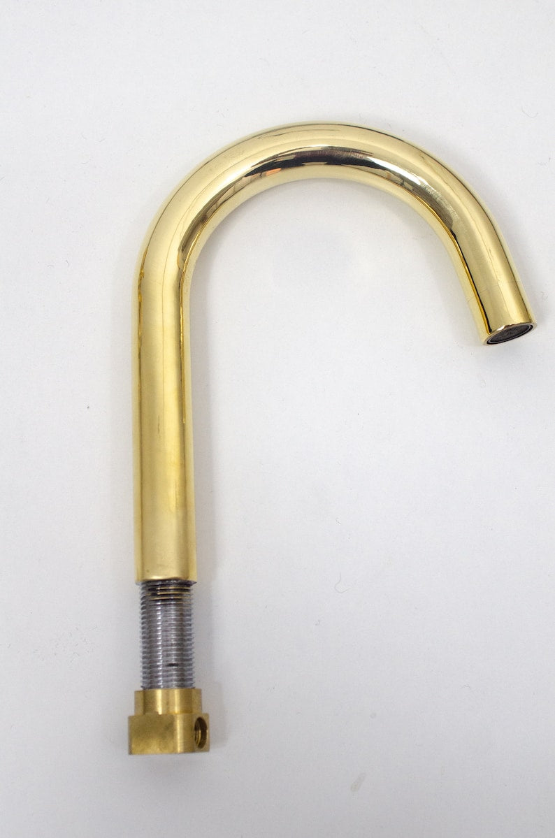 Handcrafted Polished Brass Gooseneck Faucet Set