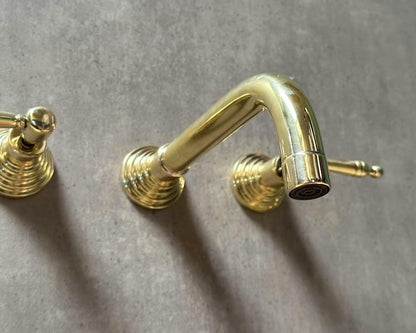 Handcrafted Wall-Mounted Brass Lever Faucet