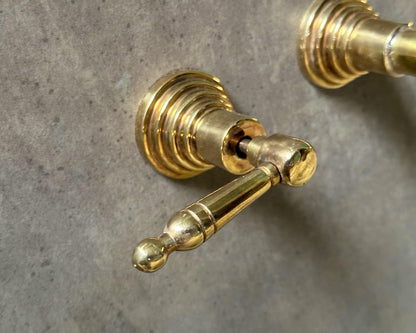 Handcrafted Wall-Mounted Brass Lever Faucet