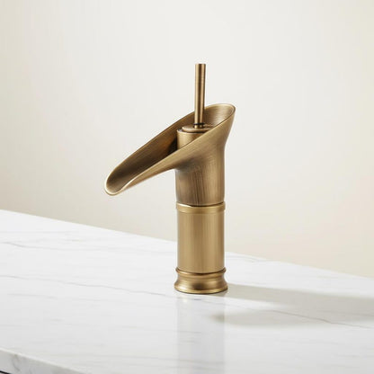 Handcrafted Brushed Brass Waterfall Faucet