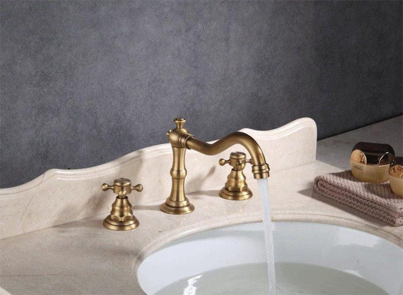 Handcrafted Bamboo-Style Brass Faucet Set