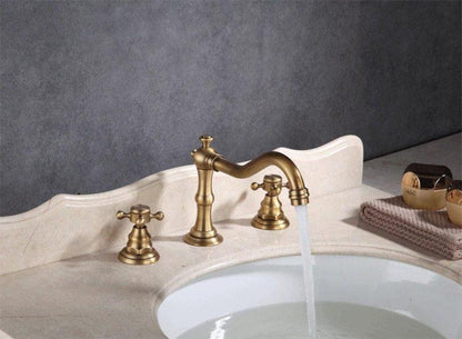 Handcrafted Bamboo-Style Brass Faucet Set