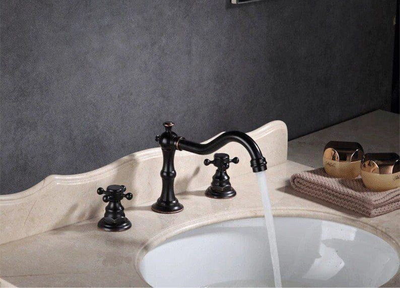 Handcrafted Bamboo-Style Brass Faucet Set