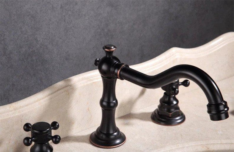 Handcrafted Bamboo-Style Brass Faucet Set