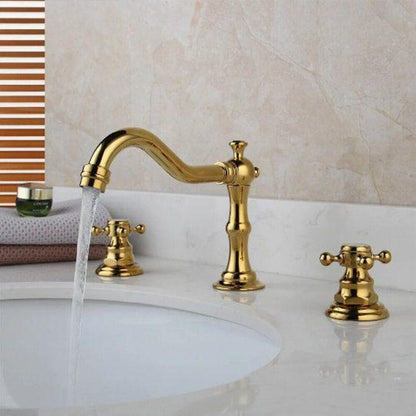 Handcrafted Bamboo-Style Brass Faucet Set