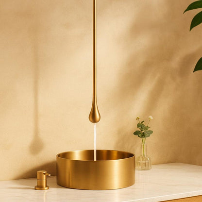 &nbsp;Ultra-Minimalist Ceiling-Mounted Brushed Gold Faucet