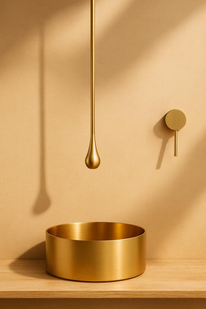 &nbsp;Ultra-Minimalist Ceiling-Mounted Brushed Gold Faucet