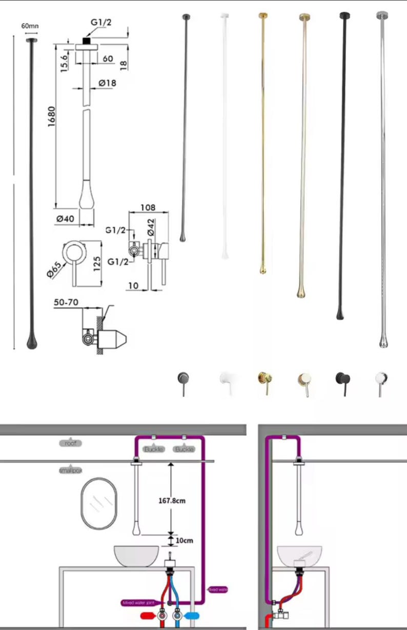 &nbsp;Ultra-Minimalist Ceiling-Mounted Brushed Gold Faucet