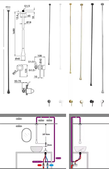 &nbsp;Ultra-Minimalist Ceiling-Mounted Brushed Gold Faucet