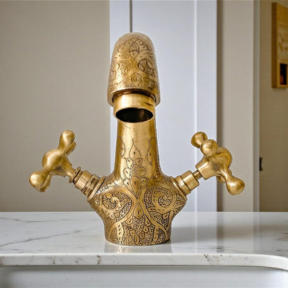 Hand-Engraved Moroccan Brass Mono Mixer