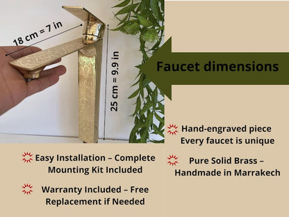 Hand-Engraved Tall Brass Mono Mixer
