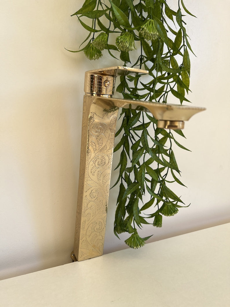 Hand-Engraved Tall Brass Mono Mixer