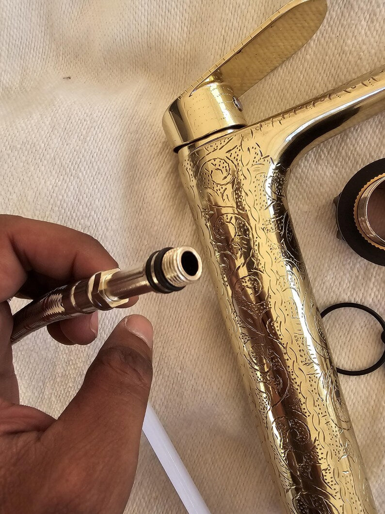 Hand-Engraved Tall Brass Mono Mixer