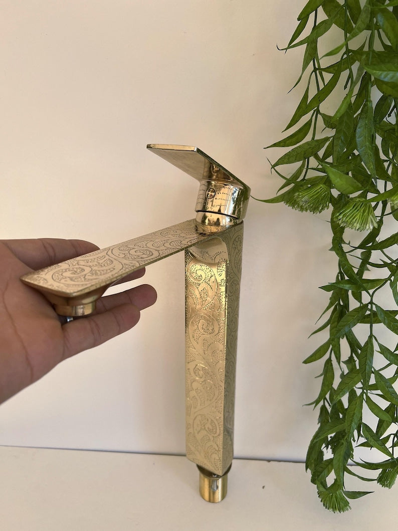 Hand-Engraved Tall Brass Mono Mixer