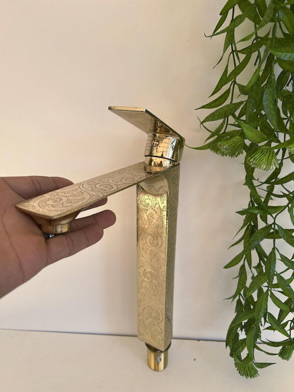 Hand-Engraved Tall Brass Mono Mixer
