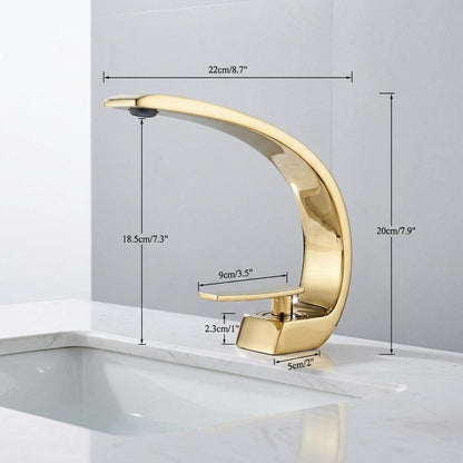 Modern Brushed Gold Swan Neck Faucet