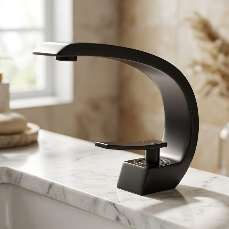Modern Brushed Gold Swan Neck Faucet