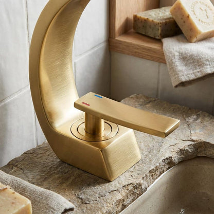 Modern Brushed Gold Swan Neck Faucet