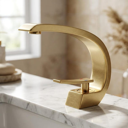 Modern Brushed Gold Swan Neck Faucet