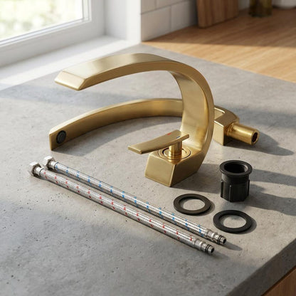 Modern Brushed Gold Swan Neck Faucet