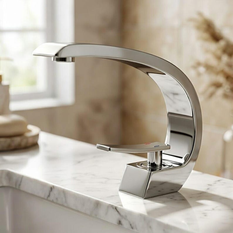 Modern Brushed Gold Swan Neck Faucet