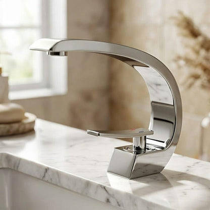 Modern Brushed Gold Swan Neck Faucet