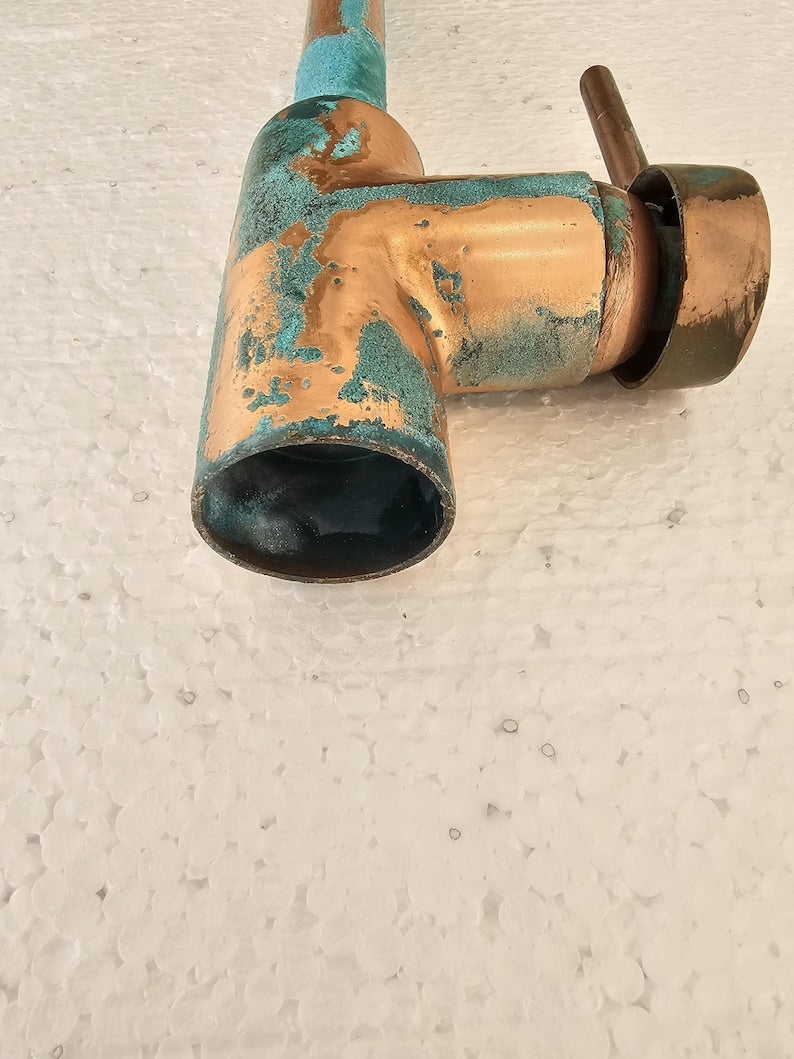 Copper Alchemy: Handcrafted Rustic Verdigris Arch Faucet