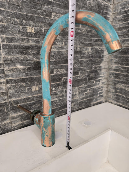Copper Alchemy: Handcrafted Rustic Verdigris Arch Faucet
