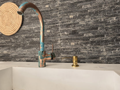 Copper Alchemy: Handcrafted Rustic Verdigris Arch Faucet