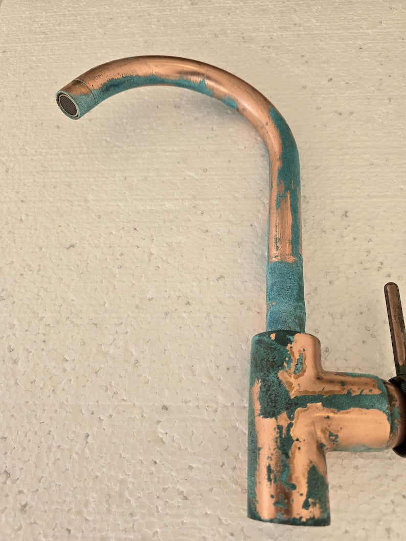 Copper Alchemy: Handcrafted Rustic Verdigris Arch Faucet