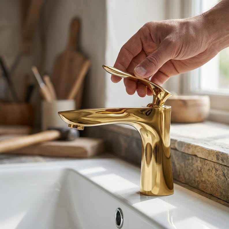 Brushed Gold Arc Faucet