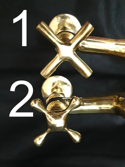 Authentic Moroccan Unlacquered Brass Bridge Faucet Set with Side Spray