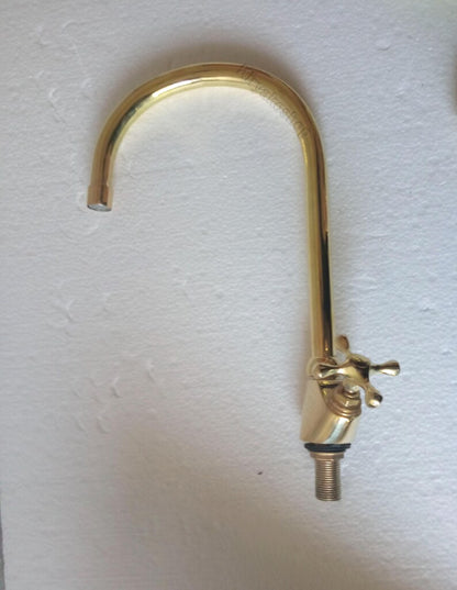Authentic Moroccan Unlacquered Brass Bridge Faucet Set with Side Spray