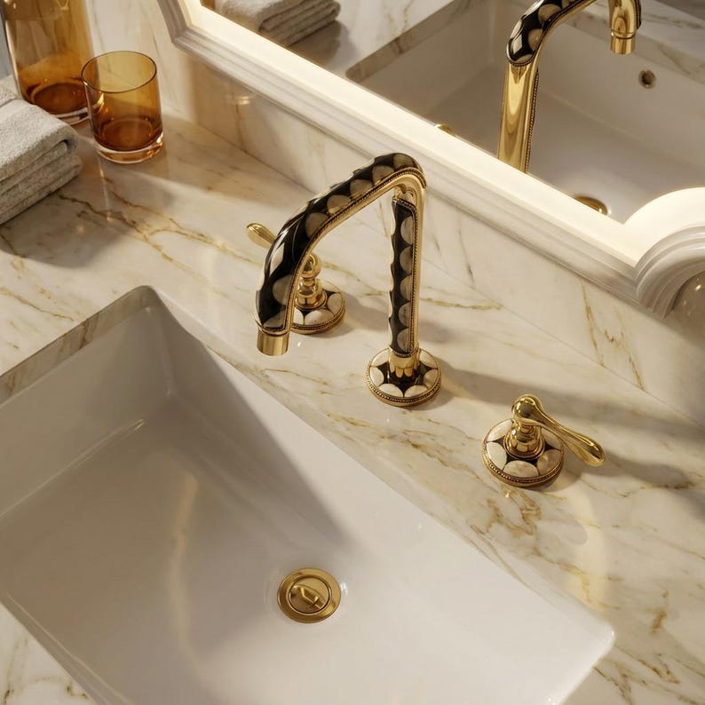 Handcrafted Brass Diamond Inlay Faucet