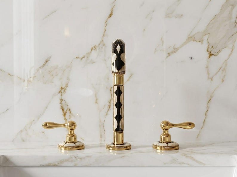 Handcrafted Brass Diamond Inlay Faucet