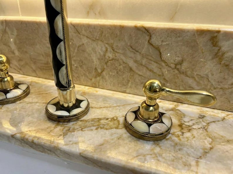 Handcrafted Brass Diamond Inlay Faucet