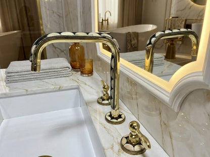 Handcrafted Brass Diamond Inlay Faucet