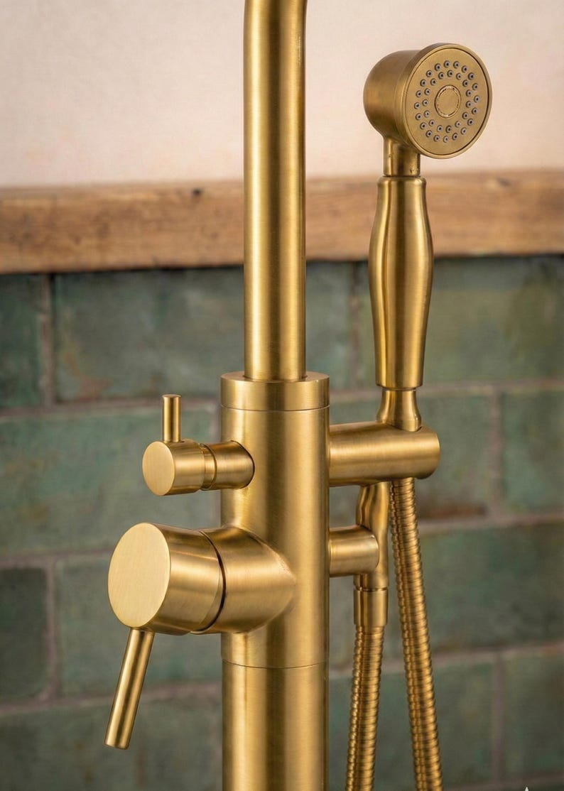 Luxurious Brushed Gold Freestanding Tub Filler