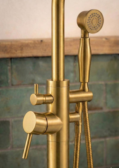 Luxurious Brushed Gold Freestanding Tub Filler