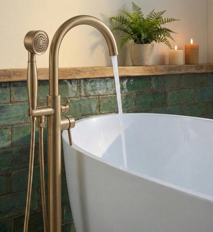 Luxurious Brushed Gold Freestanding Tub Filler